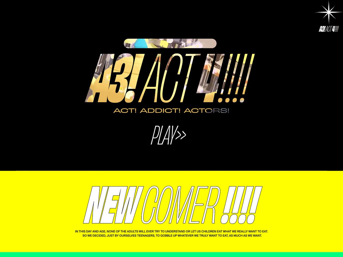 s5style's tweet image. 『A3!』第四部特設サイト
-
/// ここがハイクオリティ ///
1. パララクススクロール
2. タイポグラフィによる映像マスク
3. ポップなグラフィックデザイン
4. インパクトのあるコラージュ
-
#Webデザイン #Web制作
bm.s5-style.com/20240325/19672