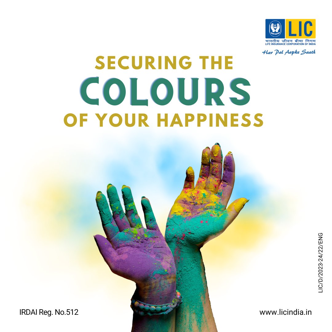 Wishing you a festival filled with colors that ignite joy, paint memories, and celebrate togetherness. #Holi2024 #Holi #LIC