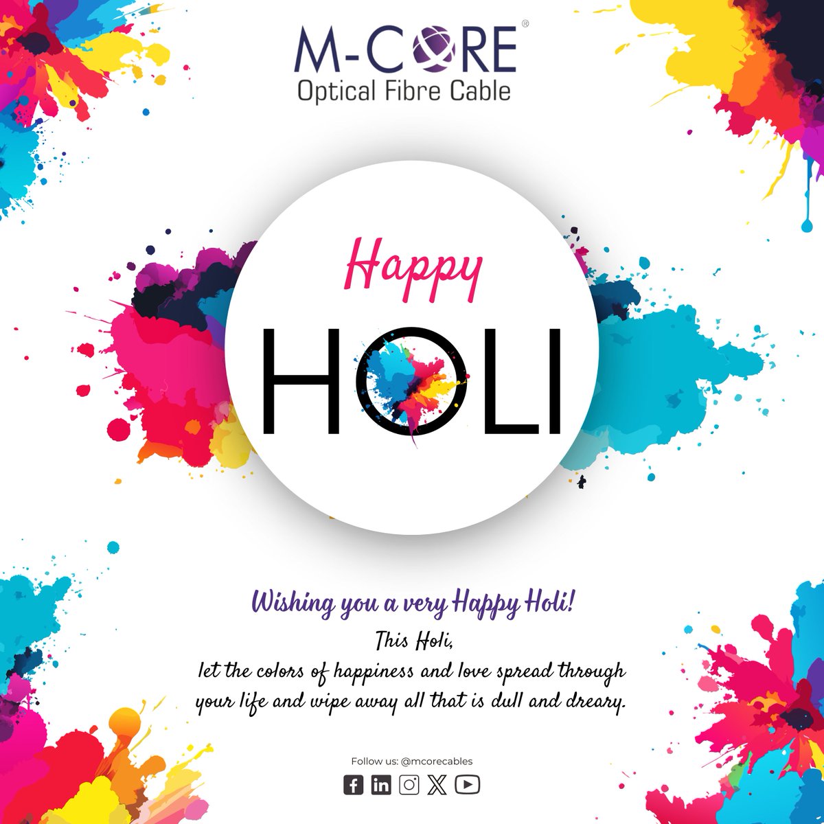mcorecables's tweet photo. Wishing you a very Happy Holi!

This Holi, let the colors of happiness and love spread through your life and wipe away all that is dull and dreary. 

#happyholi #happyholi2024 #holi #festivalofcolour #mcorecables https://t.co/fRLoW6xGkB