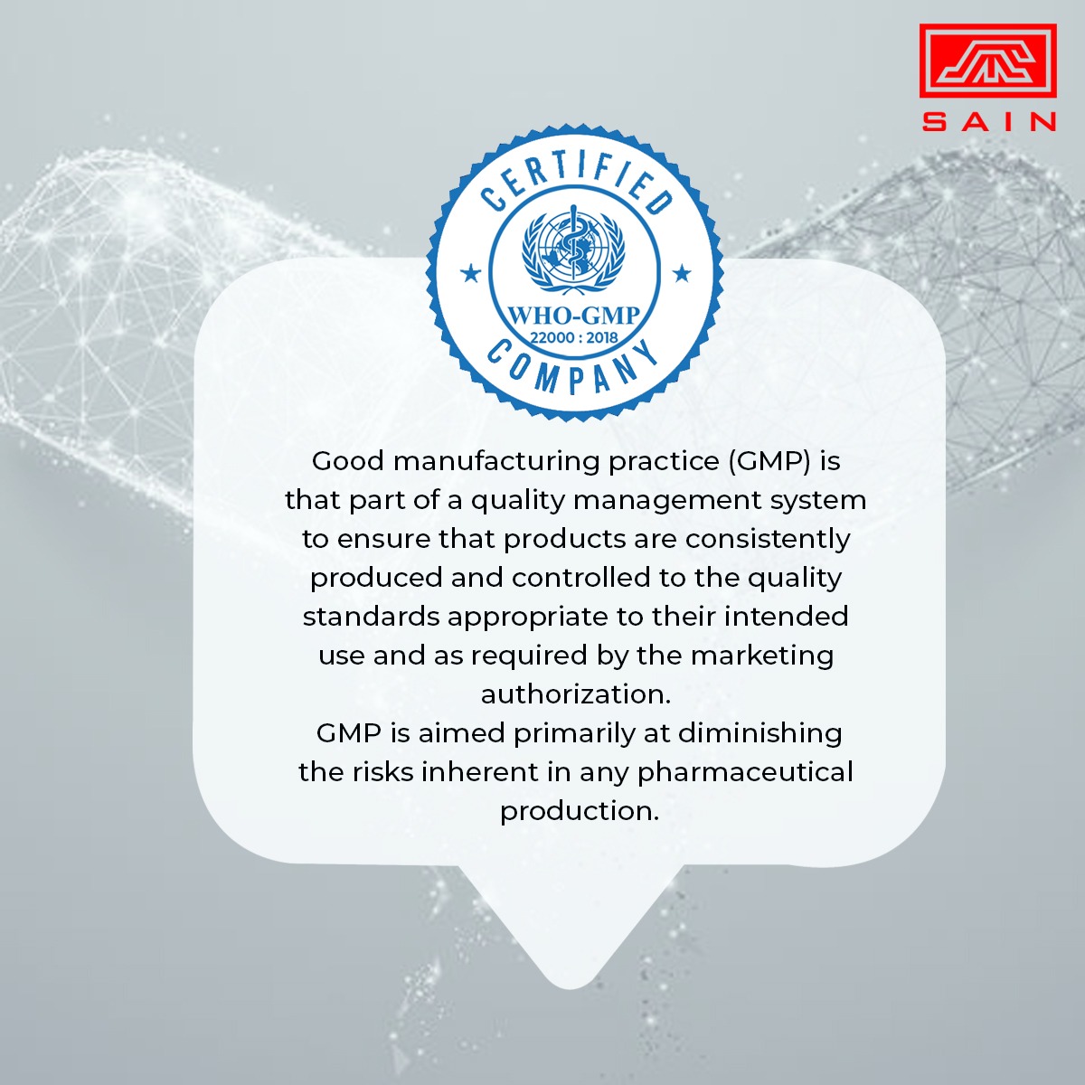 Proud to uphold WHO-GMP standards every step of the way, ensuring quality and safety in every dose. 💊✨

#PharmaExcellence #QualityAssurance #RegulatoryGuidelines #RegulatoryCompliance #DrugSafety #GMPCompliance #SainMedicaments #50yearsofyou #GlobalCertifications