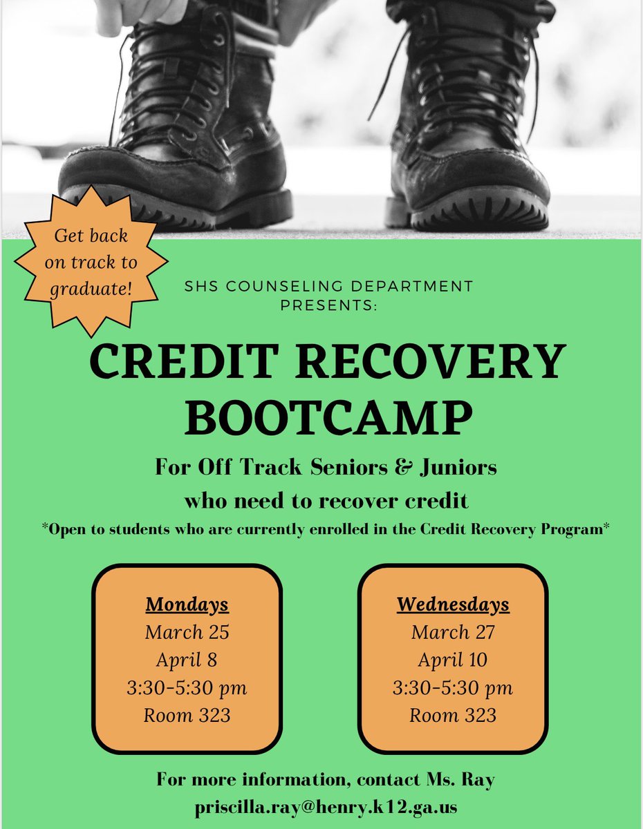 Graduation is quickly approaching! If you have a credit recovery course that you have yet to finish, here’s a great opportunity for you! First session starts on Monday! @DrJamesT @SHS_HCS @LavondaClaring1 @DrBEducates @HammockEdu