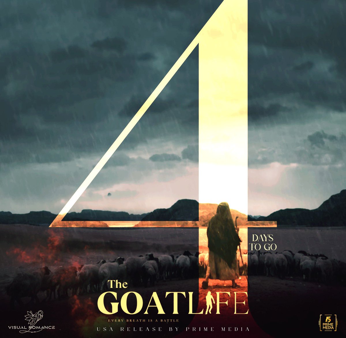 PrimeMediaUS's tweet photo. 4 days to #TheGoatLife
Content of all languages received & all set for Mar 28 release
Will start posting initial theater list soon, final on Monday night
Recognizing the 3 pillars #VisualRomance #JetMedia & @AltaglobalMedia , without them #AADUJEEVITHAM wonβt be possible https://t.co/hjPIZGPwKY