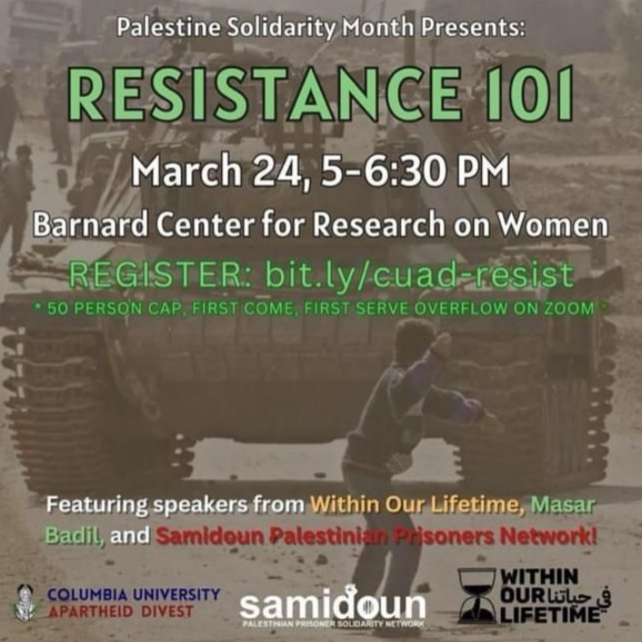 Today, the heads of Samidoun – an organization that was banned from Germany for its ties with terrorism – held a recruitment event at @Columbia to get more students to join their calls for violence. (a long, disturbing, yet important thread)