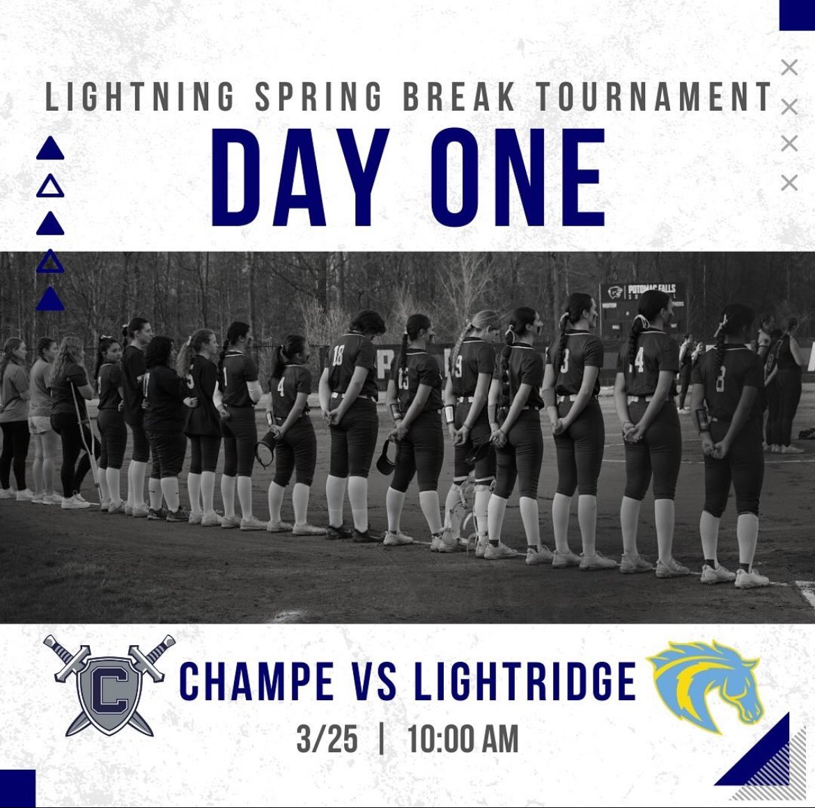 DAY 1 of the Lightridge Spring Break tournament starts tomorrow! Champe will face the Lighting at 10:00 AM tomorrow @ LHS ⚔️‼️ Go Knights! @TheChampeAD <a href="/ChampeAthletics/">Champe Athletics</a>
