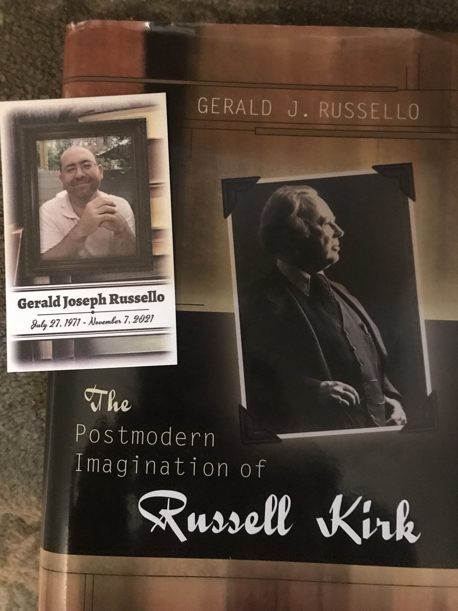 Today I finished the magnum opus of the late, great Gerald Russello (@ubookman), 'The Postmodern Imagination of Russell Kirk.' I have no doubt these two conservative minds are enjoying the symposium with the Eternal Word. @KirkCenter