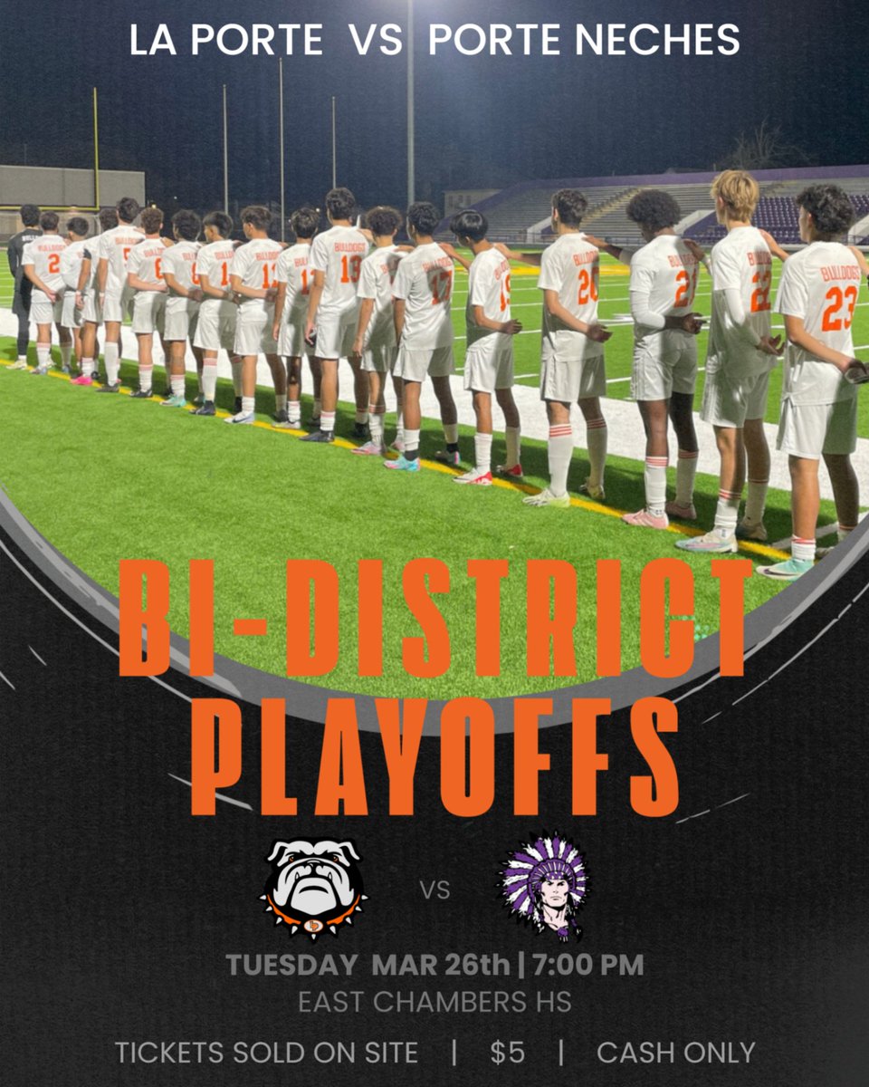 Please come support our boys as they take on Porte Neches Groves in Winnie, on Tuesday night at 7:00pm!!  Tickets will be sold on site, cash only.   #forthebadge  <a href="/lpisd/">La Porte ISD</a> <a href="/LaPorteTXHS/">La Porte High School Official</a> <a href="/LPISDAthletics/">LPISDAthletics</a>