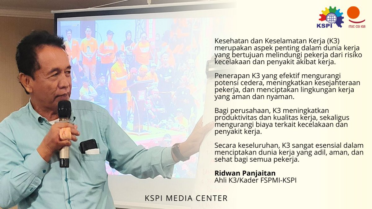 Kesehatan dan Keselamatan Kerja merupakan aspek penting di dunia kerja yg bertujuan melindungi pekerja dari risiko kecelakaan & penyakit akibat kerja. Penerapan K3 yg efektif mengurangi potensi cedera, meningkatkan kesejahteraan, dan menciptakan lingkungan kerja yg aman & nyaman