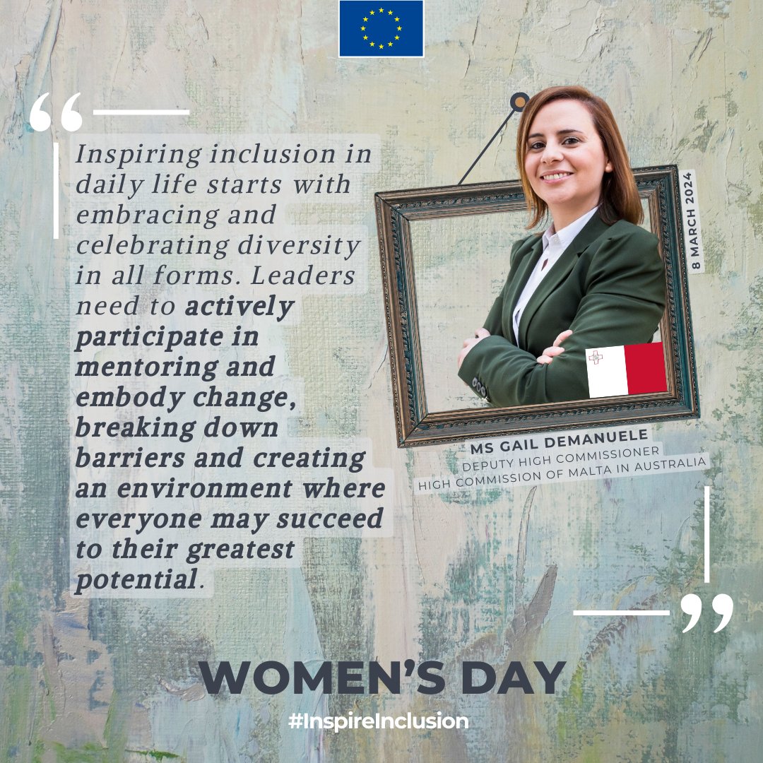 EUinAus's tweet photo. Thank-you to 🇲🇹 Ms Gail Demanuele, Deputy High Commissioner of the High Commission of Malta in Australia, for her inspiring remarks on inclusion and the pivotal importance of leadership.

#InspireInclusion #IWD #IWD2024 #inclusion https://t.co/58RvUDXgvZ