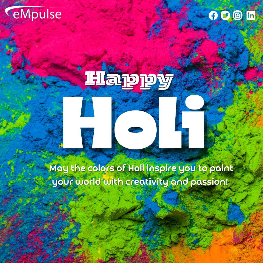 May the Colours of Holi inspire you to paint your world with creativity and passion. Happy Holi Ph- 63643 96848 Email - sales@empulseglobal.com Visit: empulseglobal.com #empulseglobal #digitalmarketingservices #HappyHoli #colourfulholi #holicelebrations #joyofholicolors