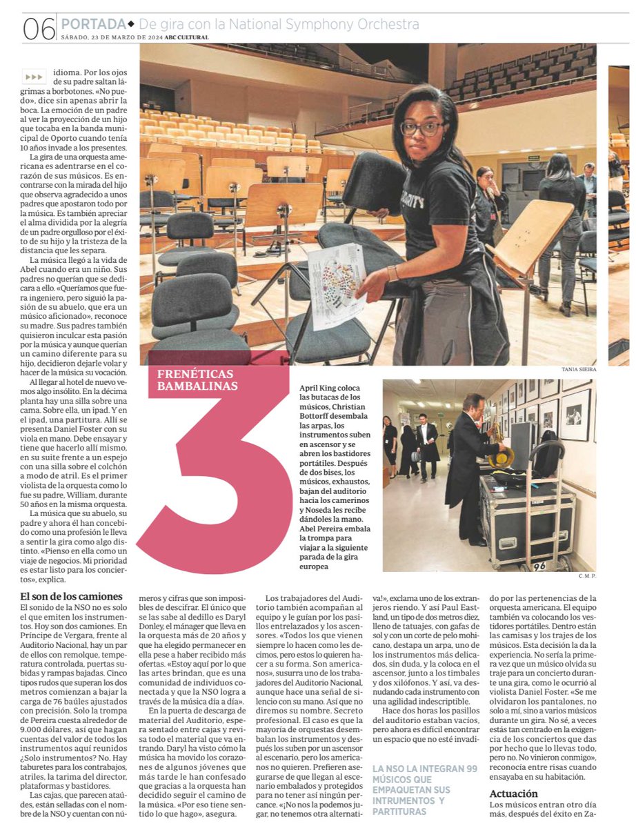 Vive una de nuestras giras desde dentro con la @NatSymphonyDC y @NosedaG gracias a este fantástico reportaje de @ClaraMPagan que ha sido portada en @ABC_Cultural este fin de semana 🤩👇🏽