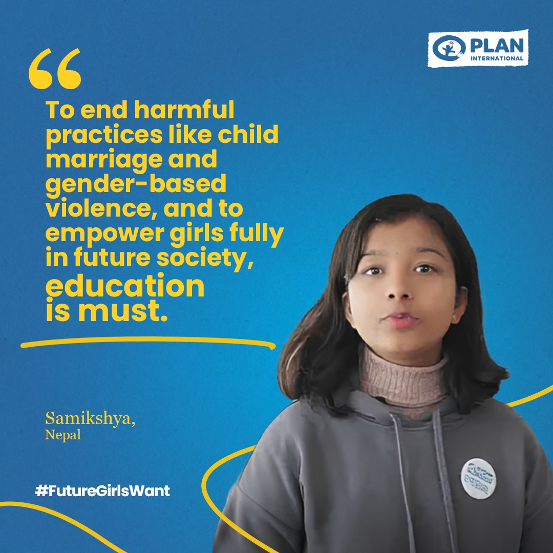 We connected with Samikshya, a passionate activist from Nepal, to discuss #FutureGirlsWant. She highlights 📚education as crucial for ending child marriage and 📢 gender-based violence. 💬#GenderBasedViolence #FutureGirlsWant
