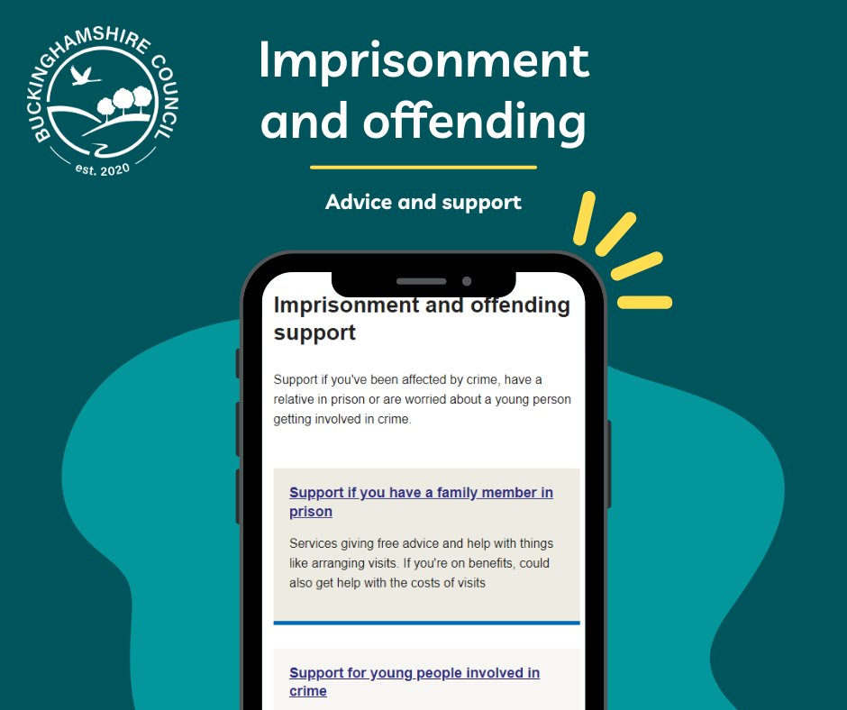 Support is available on our website if you've been affected by crime, have a relative in prison or are worried about a young person getting involved in crime 👉 familyinfo.buckinghamshire.gov.uk/advice-and-sup…