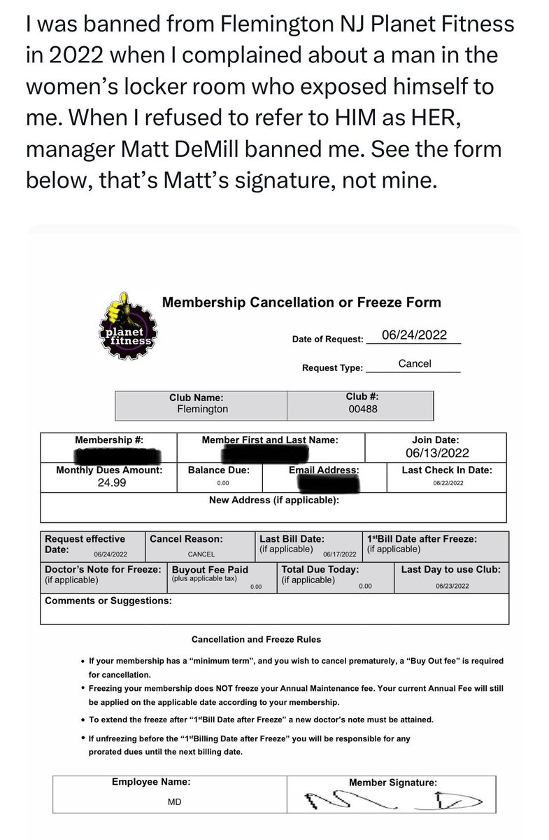 Wow. A woman is claiming she was banned from Planet Fitness in NJ after she complained about a man exposing himself in the women’s locker room.

Unbelievable.

Planet Fitness isn’t safe for women! They prioritize the delusions of mentally ill men over womens’ safety.