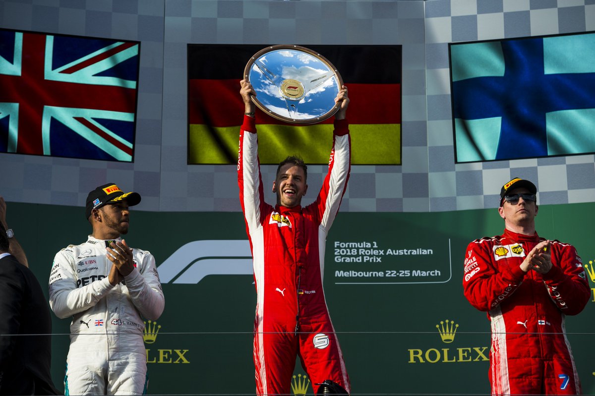 #F1 #OnThisDay, March 25th 2018, Sebastian Vettel was victorious for @ScuderiaFerrari at the #AustralianGP with polesitter @LewisHamilton finishing 2nd for @MercedesAMGF1 and Ferrari teammate Kimi Raikkonen in 3rd. youtube.com/watch?v=SONGEi… #MsportXtra @UnracedF1