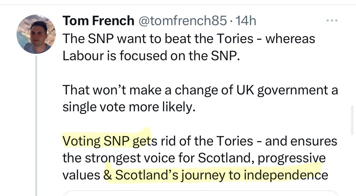 there’s something telling in this post from the SNP’s director of communications: it’s not about independence, it’s about the *journey* to independence - by making it about the *journey* they hope to avoid having to answer difficult questions about the destination