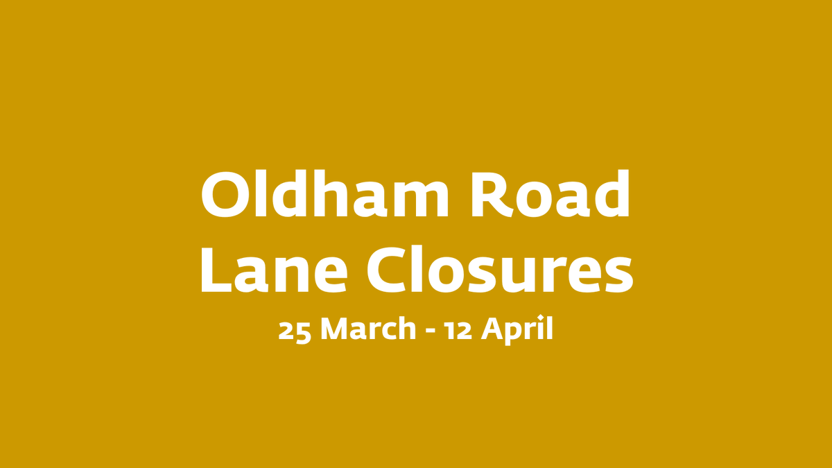 Electrical work is now underway on Oldham Road heading into Manchester, between Poland Street and Cornell Street, with two lanes closed until 12 April. If possible avoid the area and plan your journey. See orlo.uk/zLbv2 for more.