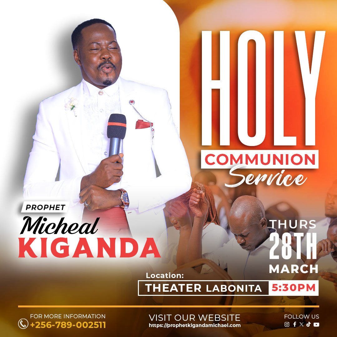prophetkiganda's tweet image. This THURSDAY 5.30PM is the HOLY COMMUNION SERVICE at Theatre LaBonita!! 
Gather your family, invite your friends &amp;amp; Bring all the children including school children.
dress code: ALL WHITE!!
CALL/WHATSAPP: +256789002511 for more inquiries 
#prophetMichaelKiganda
#fypシ