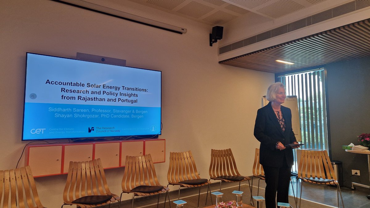 Solar energy transitions governance is a pressing concern in India. Thanks to @NorwayAmbIndia for opening and hosting our @UiBCET @forskningsradet seminar based on the ASSET project last Friday. Great turnout and expert panel to engage with our work. Read: uib.no/en/cet/155598/…