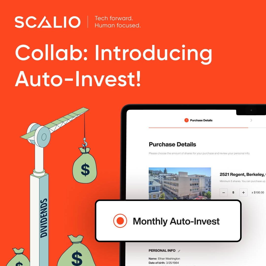 ScalioLabs's tweet photo. 👏  We are pleased to celebrate our partner Collab’s next game-changer in fractional real estate investing: Automatic Recurring Investments!

Ready to automate your growth? Check out Collab’s revolutionary recurring investments today!

https://t.co/UqCx7t7DN4 https://t.co/PMyfxmwMsl
