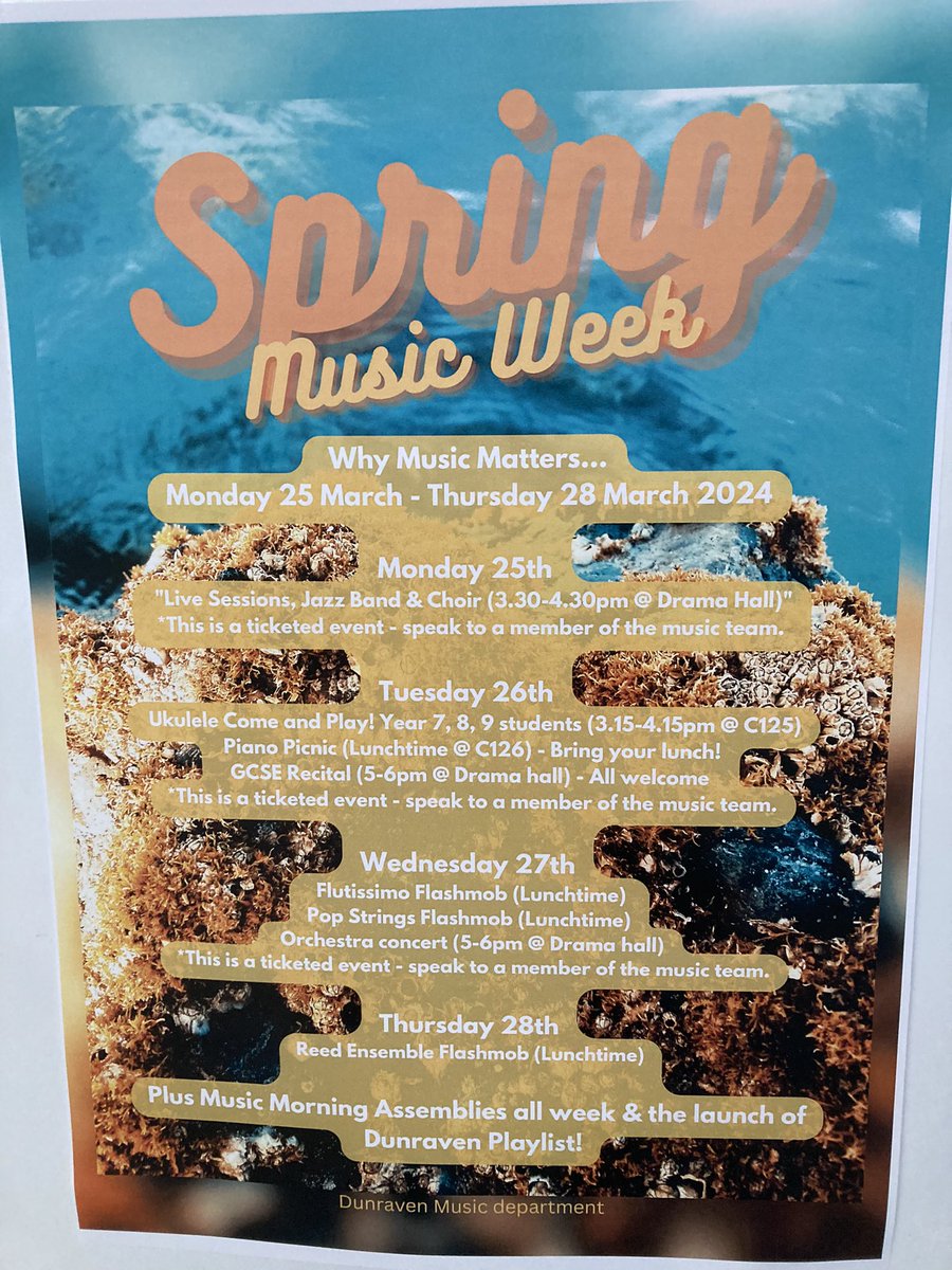 We are are the music makers: Spring Music Week is here, leaving us in no doubt as to just how much the #ArtsMatter at Dunraven. A huge thank you to staff and students in advance of the festivities.