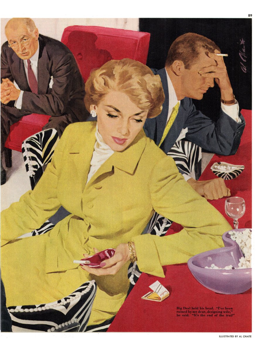 LRonLacy's tweet photo. Robert Carson, “The Deductible Marriage”
‘It wasn’t trouble he faced; it was treachery. His wife was telling all his secrets – to the Internal Revenue man!’
Collier’s, March 19, 1954
#GraphicDesign #ShortStory #RobertCarson #mensfashion #womensfashion #interiordesign #1950s https://t.co/GwqC0kcMB4