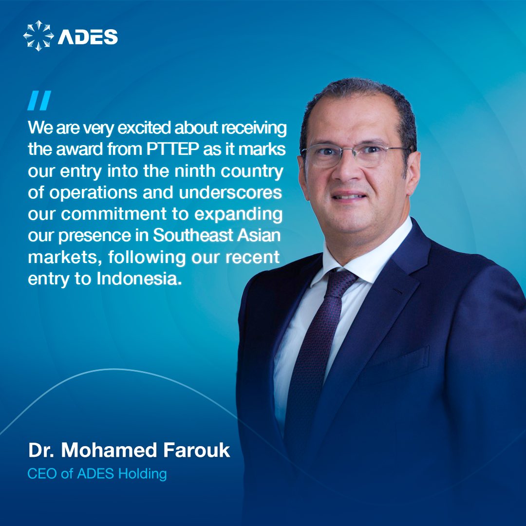 ADESDrilling's tweet photo. Dr. Mohamed Farouk, ADES Holding CEO comments on the latest Letter of Intent (LOI) for a Jack-up Rig Contract in Thailand.
#ADES #ADES_Holding #drilling #oil_and_gas #LOI #jack_ups https://t.co/neuchrsJwP