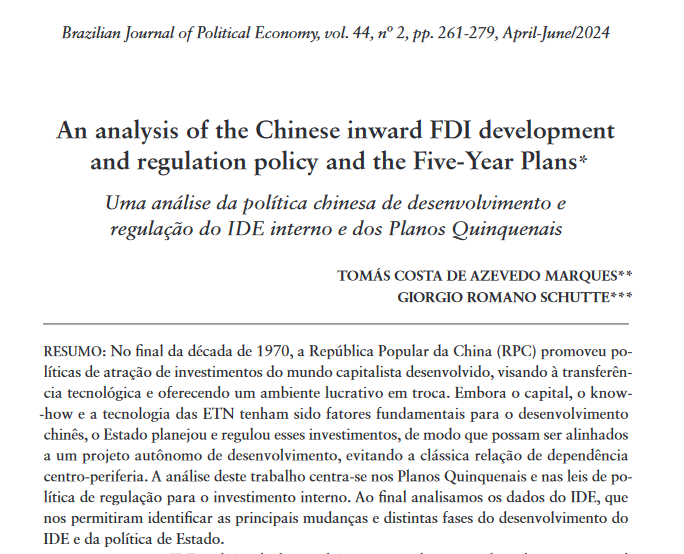 _TomasMarques's tweet image. My new paper has just been published in the latest edition of the Brazilian Journal of Political Economy. It is the first part of the research that Dr. Schutte (@epm_ufabc) and I have dedicated ourselves to in the last few years.
centrodeeconomiapolitica.org.br/repojs/index.p…