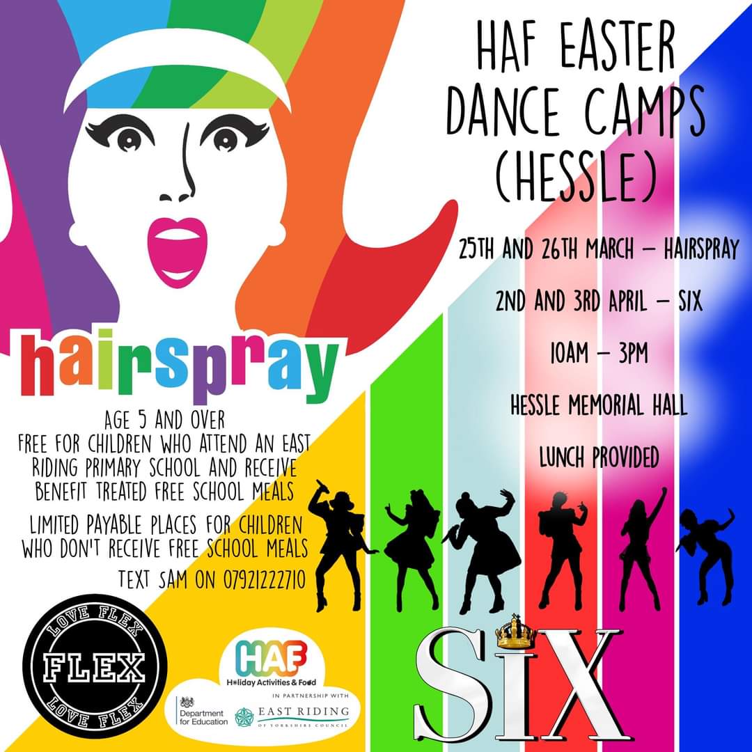 HallHessle's tweet photo. Over the next couple of weeks we welcome back Flex Dance Inc with their Musical Theatre camps as part of the #HAF2024 programme from the @East_Riding council

This Monday and Tuesday they'll be hosting a #Hairspray workshop and next Tuesday and Wednesday it will be #Six https://t.co/C8MLvVHDyj