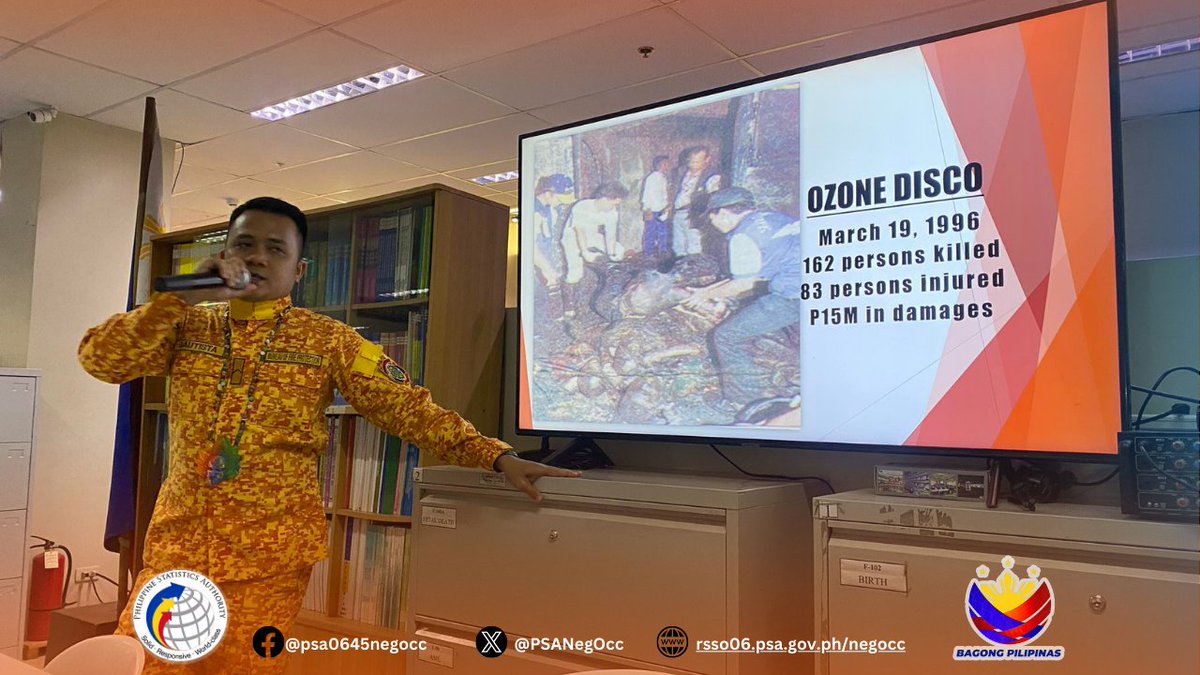 PSANegOcc's tweet photo. 𝐍���𝐖 𝐇𝐀𝐏𝐏𝐄𝐍𝐈𝐍𝐆
The Philippine Statistics Authority - Negros Occidental hosts a National Fire Prevention Month Celebration with a Lecture on Fire Prevention and Fire Drill by Fire Officer 1 Ric S. Bautista and Fire Officer 3 Alvin V. Basinang of BFP. https://t.co/kQMJrgxPHg