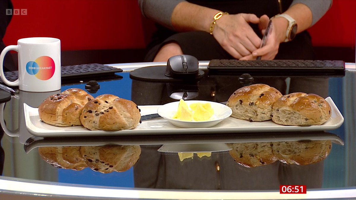 We're talking hot cross buns today on @BBCBreakfast 🐇 This might be an uncommon opinion but my partner and I think they're best eaten toasted and buttered with a slice of really sharp cheddar🤤