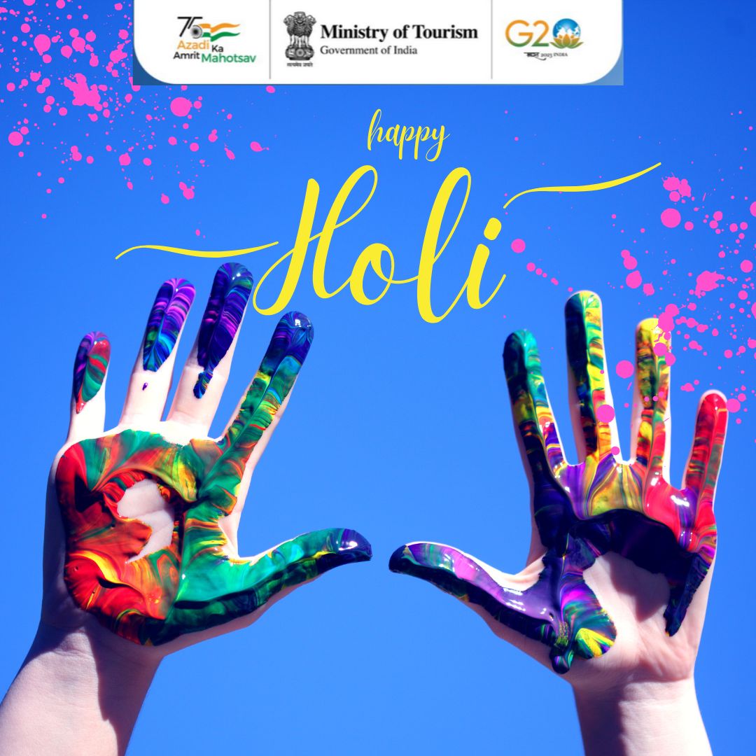 Ministry of Tourism wishes everyone a life full of colours, prosperity and happiness. A very Happy Holi to all! #Holi #IncredibleIndia #TransformationThroughTourism #DekhoApnaDesh @kishanreddybjp @shripadynaik @AjaybhattBJP4UK @RKVerma_IAS @ManishaSaxena10 @PIBTour