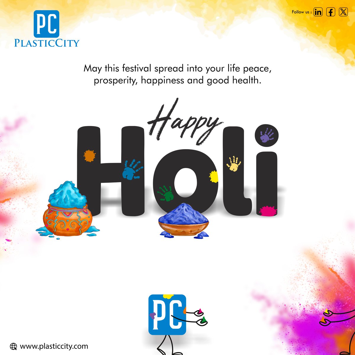PlasticCity_Ind's tweet photo. Wishing everyone a very joyful and prosperous HOLI.

#Holi2024 #happyholi #HoliFestival #plasticcity https://t.co/VpLXYV2l4V