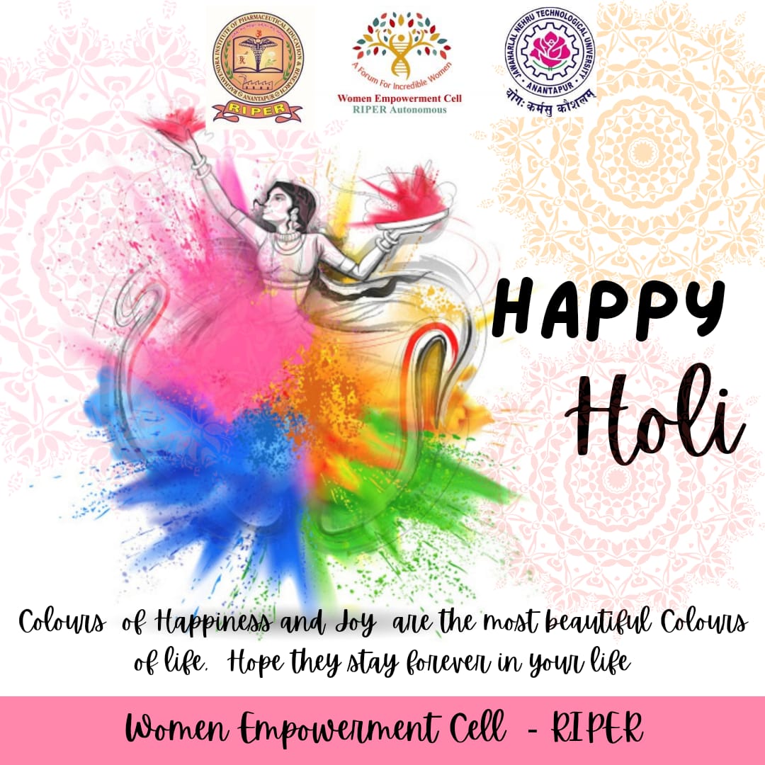 "Happy Holi from the Women Empowerment Cell. May this vibrant festival fill your life with colors of joy, equality, and empowerment. Let's celebrate the spirit of inclusivity and respect for all genders as we spread love and harmony. Wishing you a colorful and empowering Holi"