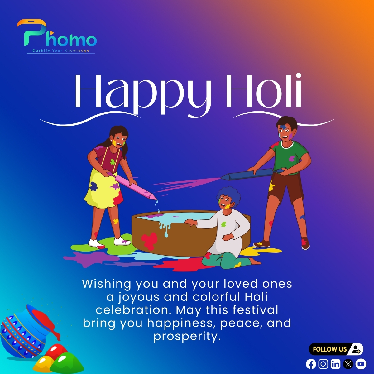 phomoquizz's tweet photo. Wishing you and your loved ones a joyous and colorful Holi celebration. May this #festival bring you happiness, peace, and prosperity.

#HappyHoli #होलिकोत्सव #happyholi2024 #HappyHolidays #phomo https://t.co/sIJOjBUFNM