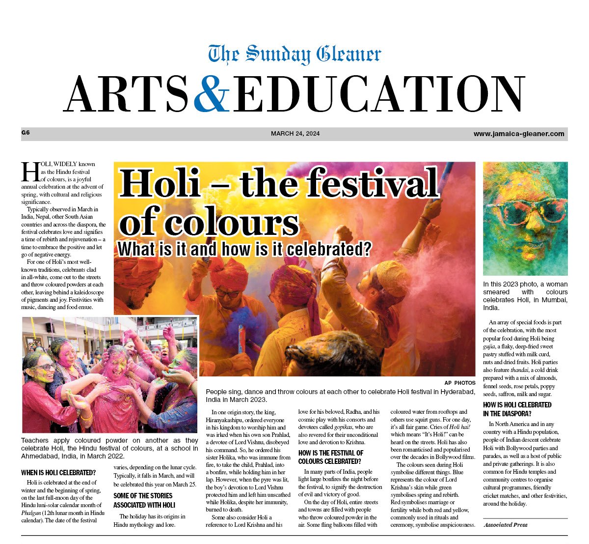 Holi- the festival of colours. jamaica-gleaner.com/article/art-le… @MEAIndia @mygovindia @iccr_hq @PMOIndia @mfaftja