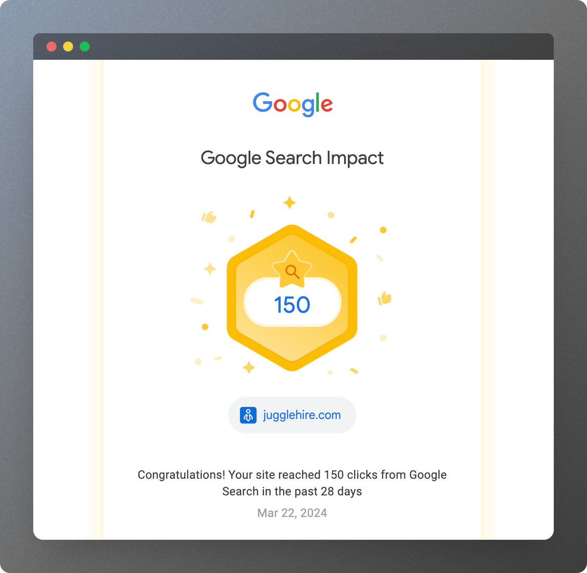 jugglehire's tweet photo. We started long-term content marketing, as we launched JuggleHire (A recruitment software for small businesses), and we need continuous users to grow.
Recently we received 150 clicks from organic traffic, Alhamdulillah
#jugglehire #recruitment #software #hiringSolution https://t.co/N5quJMqbqW
