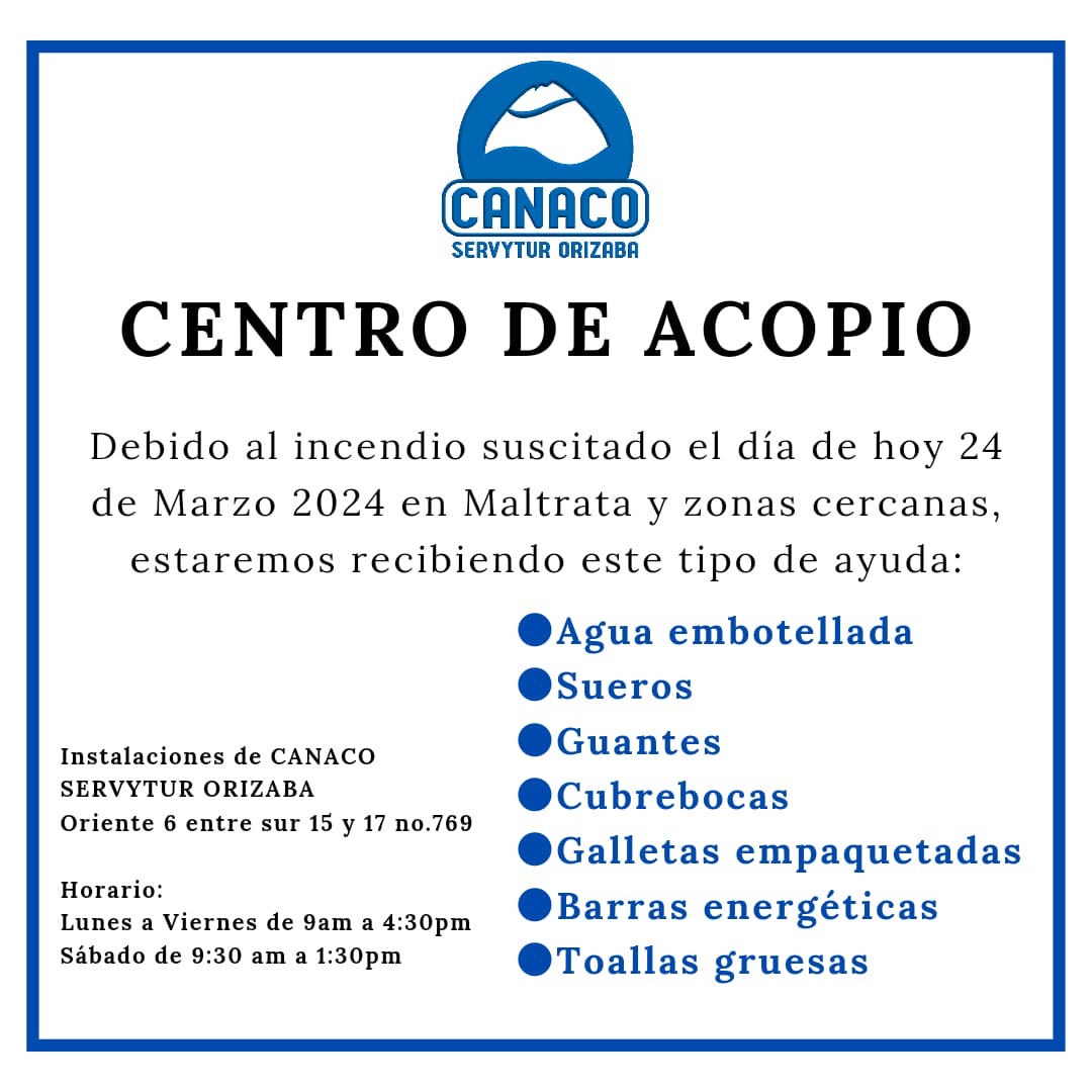 sociedad civil se organiza para apoyar a quienes combaten los incendios forestales en Veracruz. 

Si puedes ayudar, estos son algunos puntos de acopio🌲🔥 

#Orizaba #Nogales #Veracruz #IncendiosForestales #ULTIMAHORA