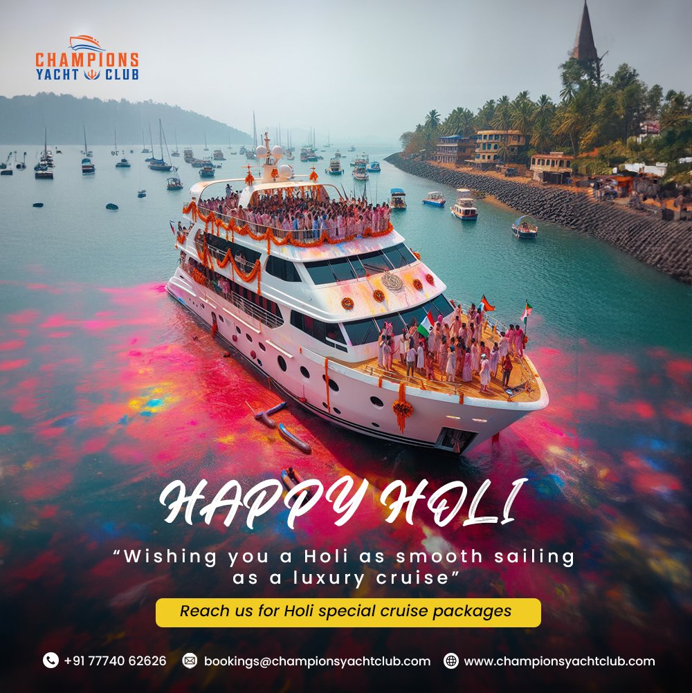 CYC_Goa's tweet photo. Thank you for the Holi wishes! Celebrating Holi as smooth sailing at Champions Yacht Club sounds like a fantastic idea.
Contact Us : https://t.co/VcI4AupEVs
Call or Whats App Us : +91 7774062626/27
#ChampionsYachtClub #Holi #HoliDay #Holi2024 #HolionYacht #Rangoli #RangoliLove https://t.co/rhx7b23RoI