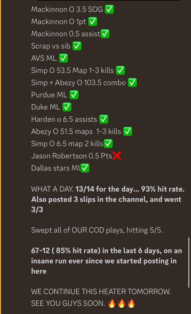 4sSportsBetting's tweet photo. The outcome is always income💰 Another banger day baby🔥 

13/14 on all props and we hit at an efficient rate of 93% today. We swept COD hitting 5/5 and all slips 3/3. 

67-12 IN THE LAST 6 days😈 Come make $ with us🫡✅

@BaneSquad_ 
@scotty_ggg 
@anitamaxwynn_x https://t.co/HF2KXfv9ag