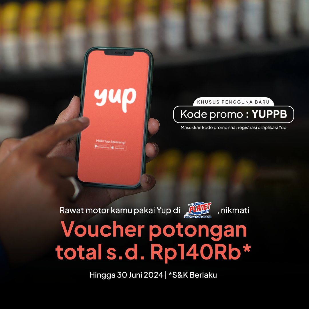 thinkyup_id's tweet image. Brommm broom 🛵 🛵 
Tim mudik pakai motor, pastikan keadaan motor baik biar mudik aman terusss😁 😁 

Khusus pengguna baru, gunakan kode promo &quot;YUPPB&quot; dan nikmati voucher potongan total s.d. Rp140Rb* di @PlanetBan dengan Yup!

*S&amp;amp;K berlaku

#Yup #AggregatorForBetterPaylater