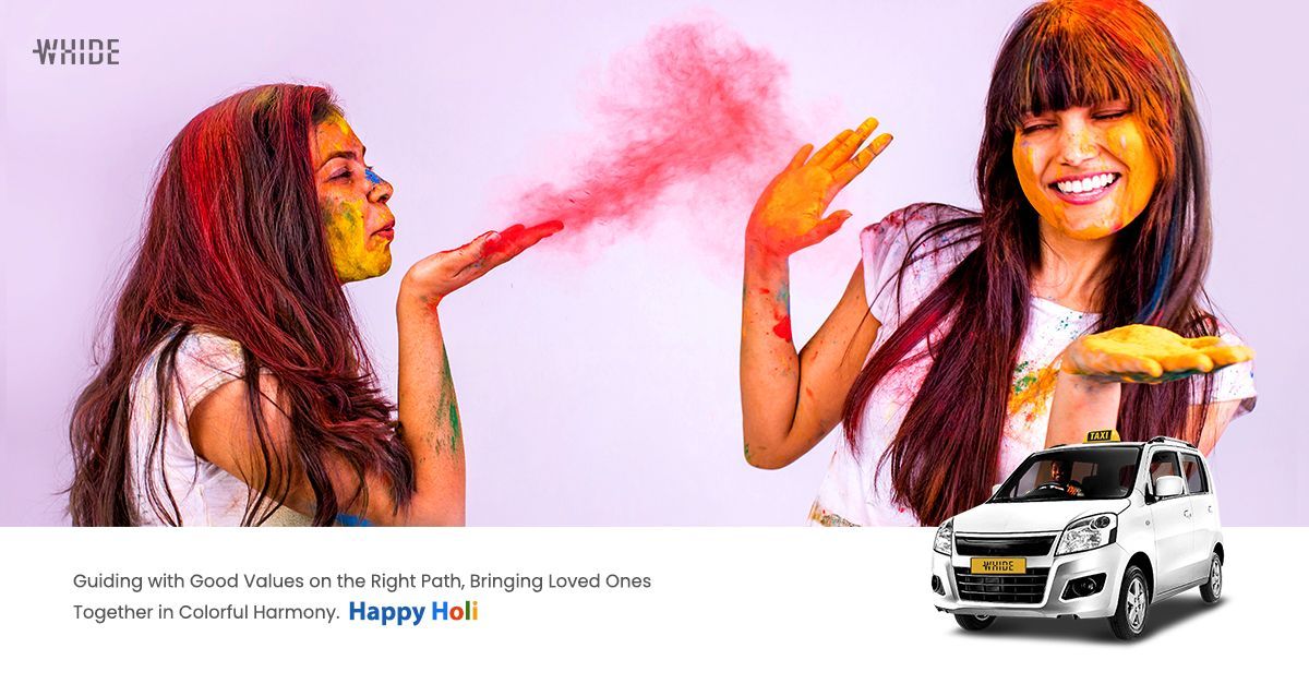 whideindia's tweet photo. Riding into the hues of joy and celebration this Holi! 🌈🚖 Let our wide network of cabs be your colorful companions on this festive journey. Happy Holi! #HoliCelebrations #ColorfulRides #WideHues #holi #Holi2024 #HappyHoli #happyholi2024 #celebrateholi https://t.co/hPqYgaMKOm
