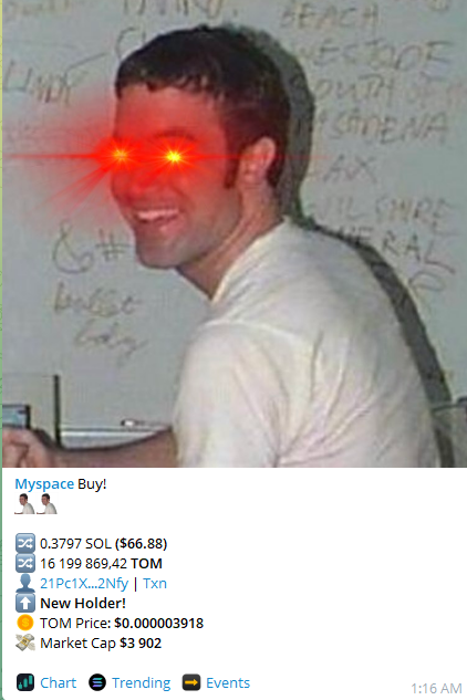 TomTakeover's tweet photo. @MySpace_onSOL $TOM 1 $MYSPACE 0 BOOM BB. https://t.co/wGPi2QCX24