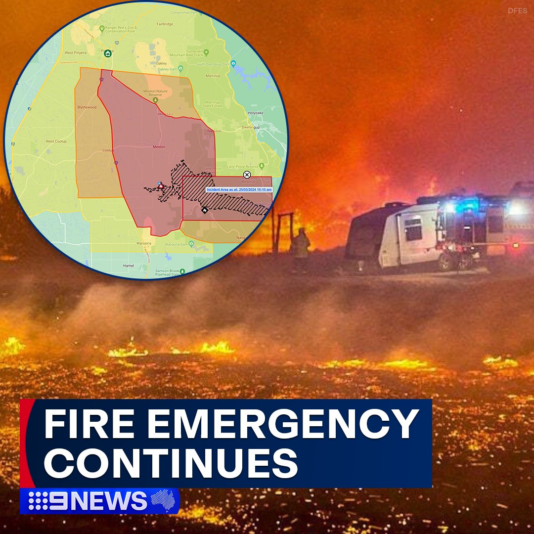 The fight against a bushfire burning south of Perth has entered its third day, with two houses confirmed destroyed and the warning area now extended further south.

Lives and homes are under threat, and an emergency warning remains for people in parts of the shires of Waroona and