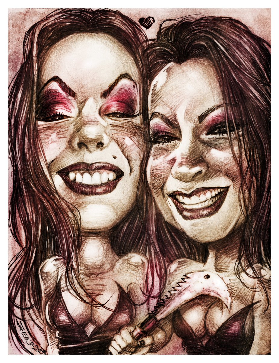 late nite caricatures for fun. Hope u guys get a smile. Love ya. #soskasisters @twisted_twins