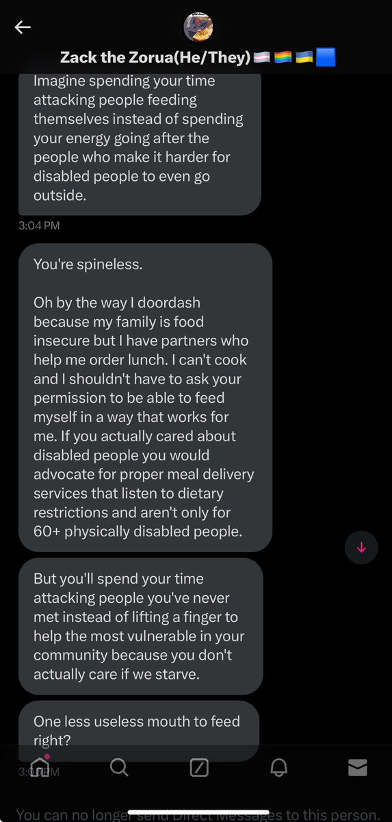 This is what someone sent me because I pointed out that someone who is so disabled they are incapable of microwaving a meal needs hands-on medical care and not DoorDash