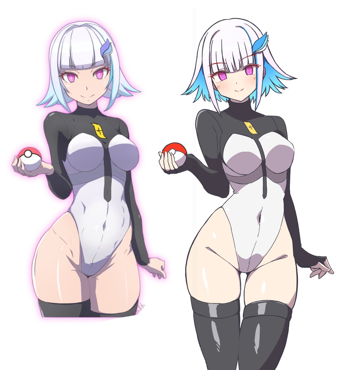 線がラフなままで塗りも適当だけど、ぱっと見のシルエットの違い 