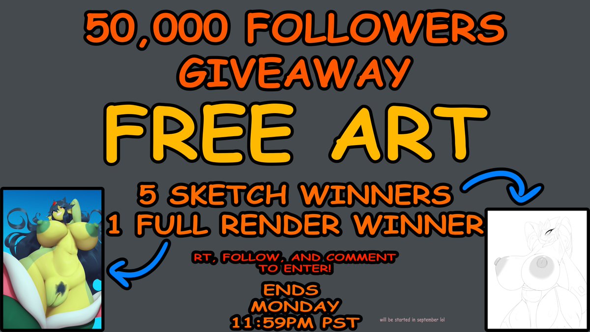 50 away so ill just post this now

50K FOLLOWER GIVEAWAY

RT, comment, and follow to enter!

ends monday 11:50pm pst!

(comment can be anything)

NORMAL RULES APPLY FOR WINNERS
(no dicks, female only, pinup)