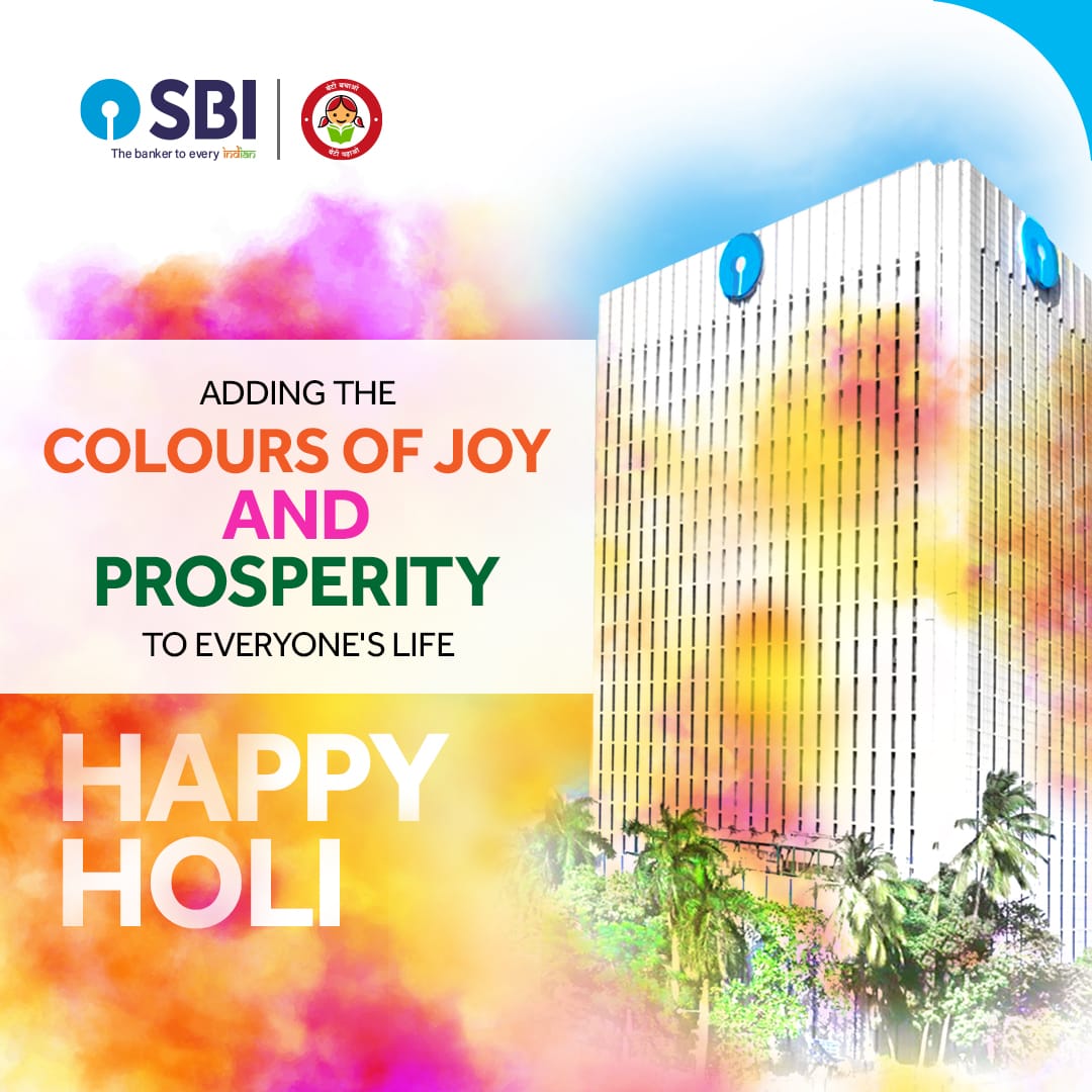 TheOfficialSBI's tweet photo. This Holi #TheBankerToEveryIndian wishes you a spectrum of success and prosperity. Embrace the spirit of abundance and financial well-being with us.
Wishing a very Happy Holi to everyone!
#SBI #Holi2024 #TheBankerToEveryIndian #DeshKaFan #SolidBankKiSolidBacking https://t.co/C55BrVe6b5