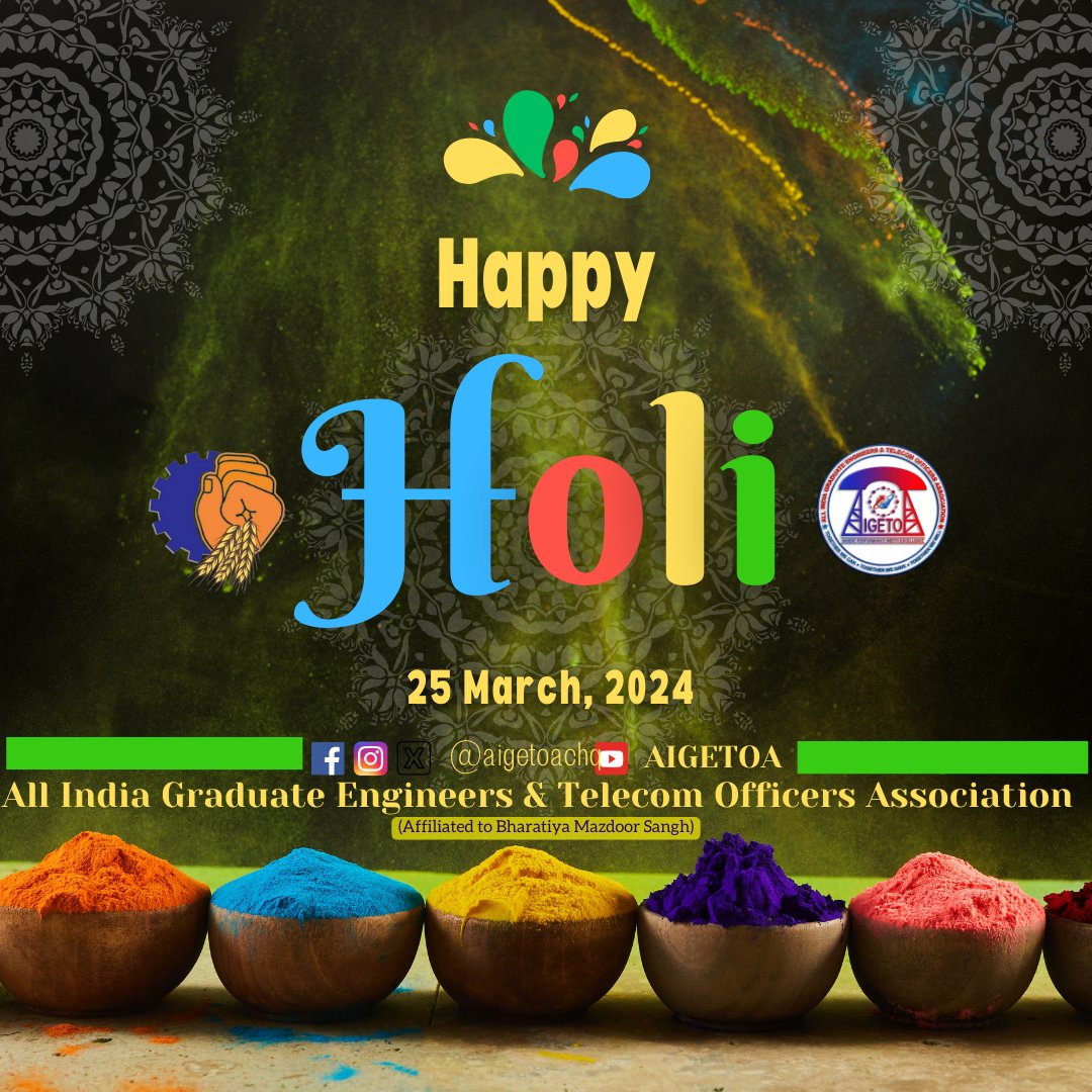 On behalf of @aigetoachq, we send heartfelt wishes for a vibrant and joyful Holi! 🎉 May this festival of colors paint your life with happiness, prosperity, and positivity. Let's celebrate the hues of togetherness and joy! Happy Holi! 🎨✨ #Holi2024 #AIGETOA @GSAIGETOA