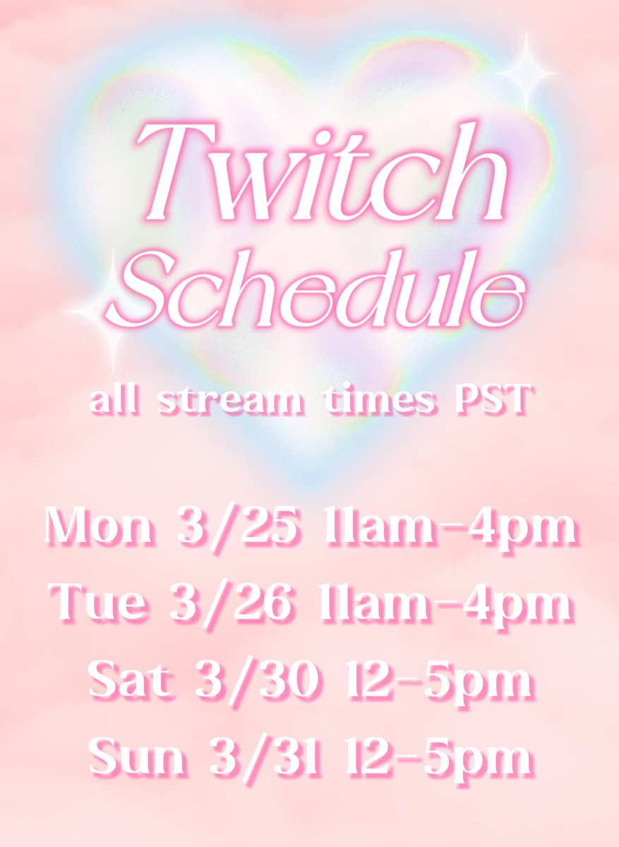 This week’s stream schedule is up! See you tomorrow 💗